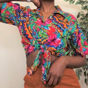 Westbound women's colorful tie front shirt